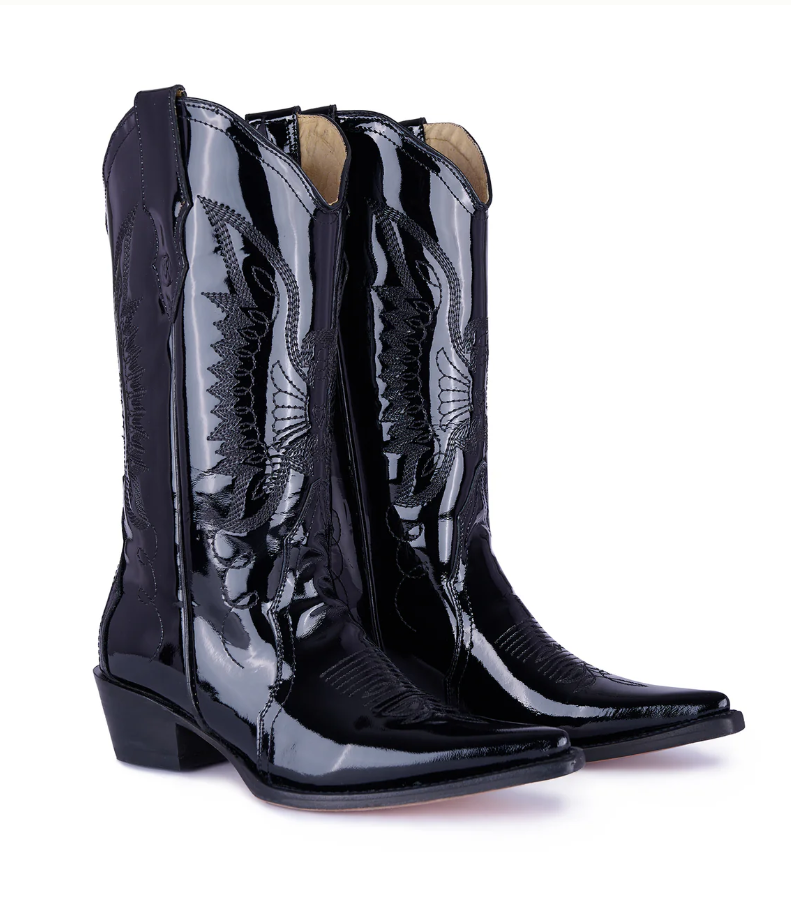 Jornada Boots Patent Black Leather