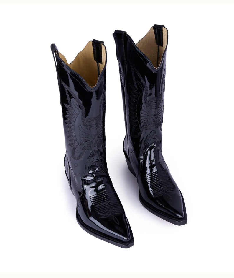 Jornada Boots Patent Black Leather